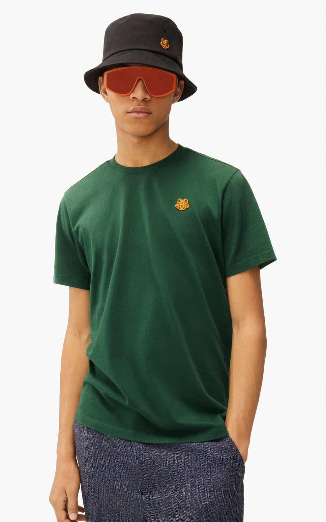 Camisetas Kenzo Tiger Crest Hombre Verde Oscuro ETU709358